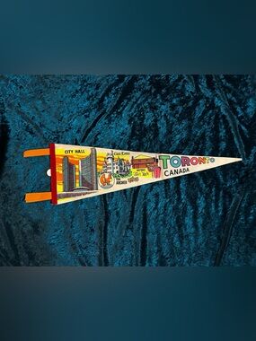 Toronto Canada Vintage Landmark Pennant - White and Multicolor